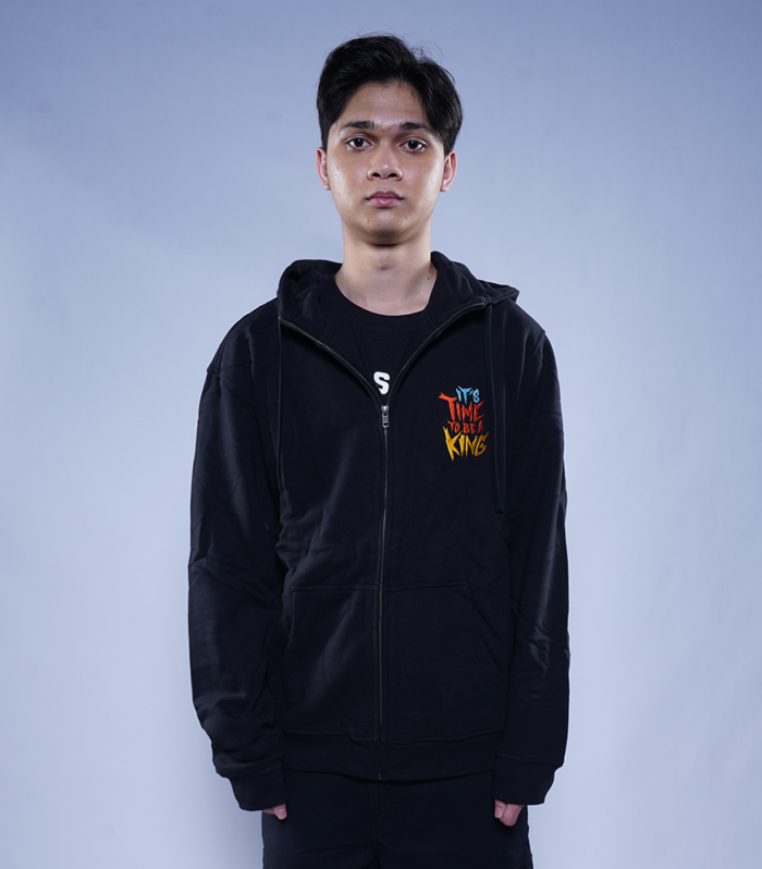 ZIPPERHOODIE RELAXED FIT IT'S TIME TO BE A KING HOODIE
